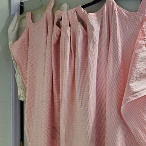 Handmade pink and white gingham curtains